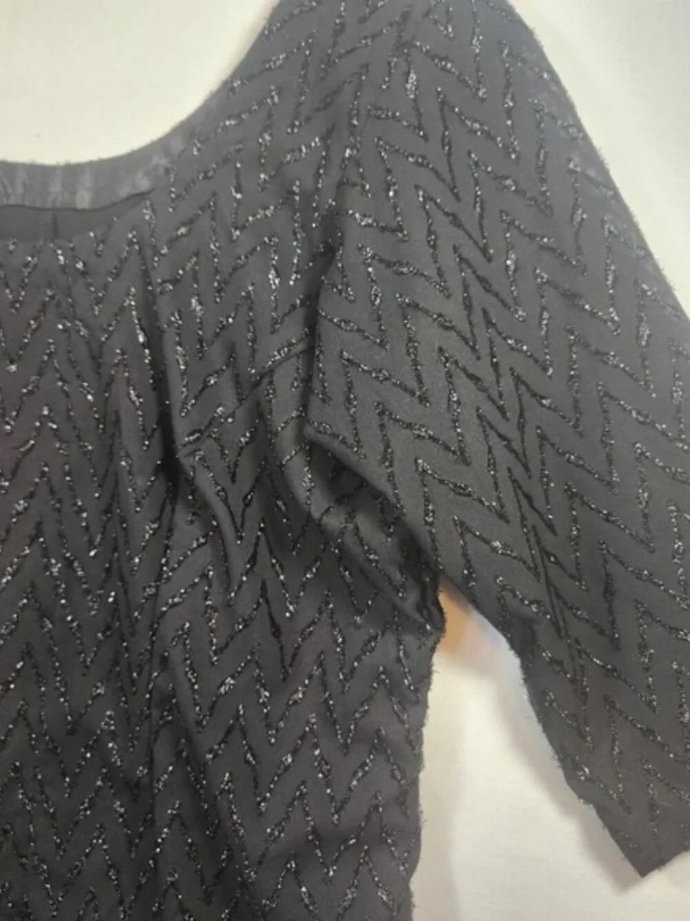 Handmade Black Glitter Chevron  Dress Elbow Sleeve Side Split Eras Tour Concert - Picture 5 of 11